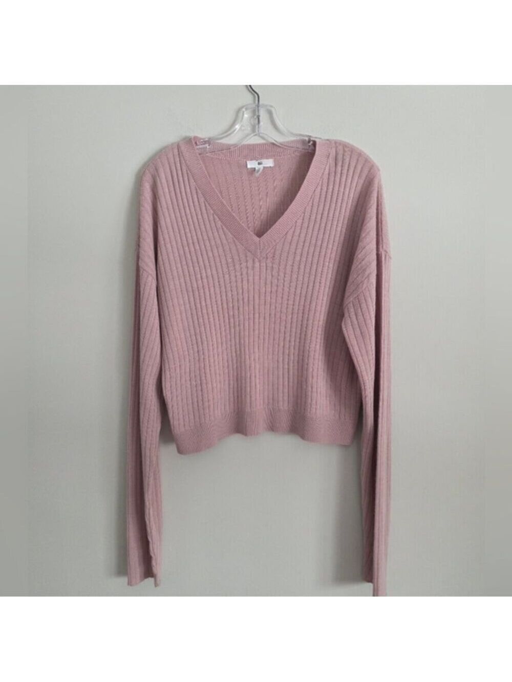 BP. | V-neck Ribbed Sweater Mauve Pink Sz 2X